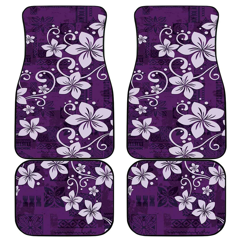 Plumeria Floral Tapa Pattern Amethyst Purple Car Mats LT01 - Polynesian Pride