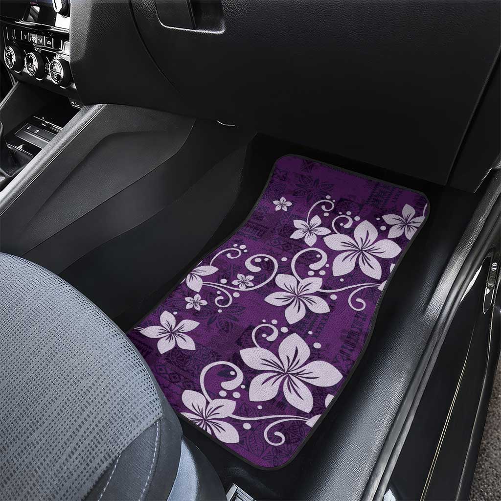 Plumeria Floral Tapa Pattern Amethyst Purple Car Mats LT01 - Polynesian Pride