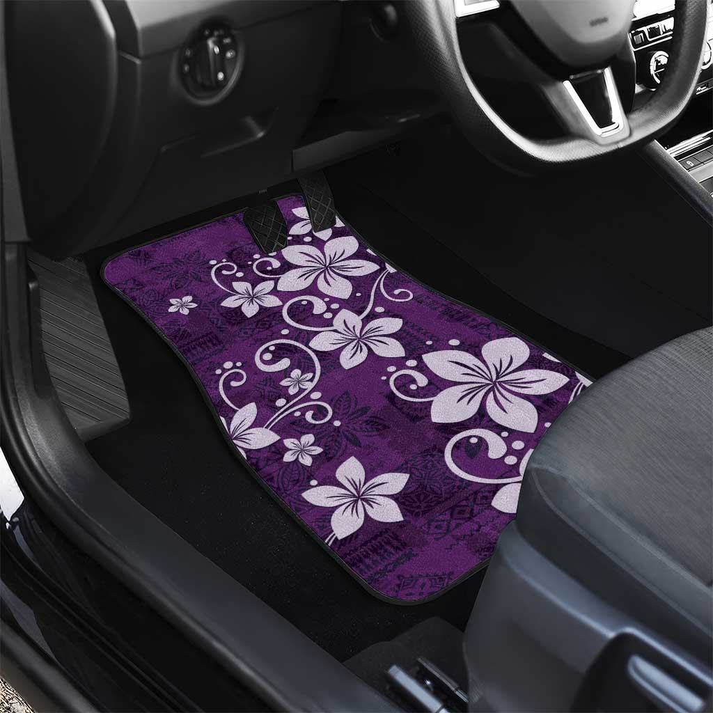 Plumeria Floral Tapa Pattern Amethyst Purple Car Mats LT01 - Polynesian Pride