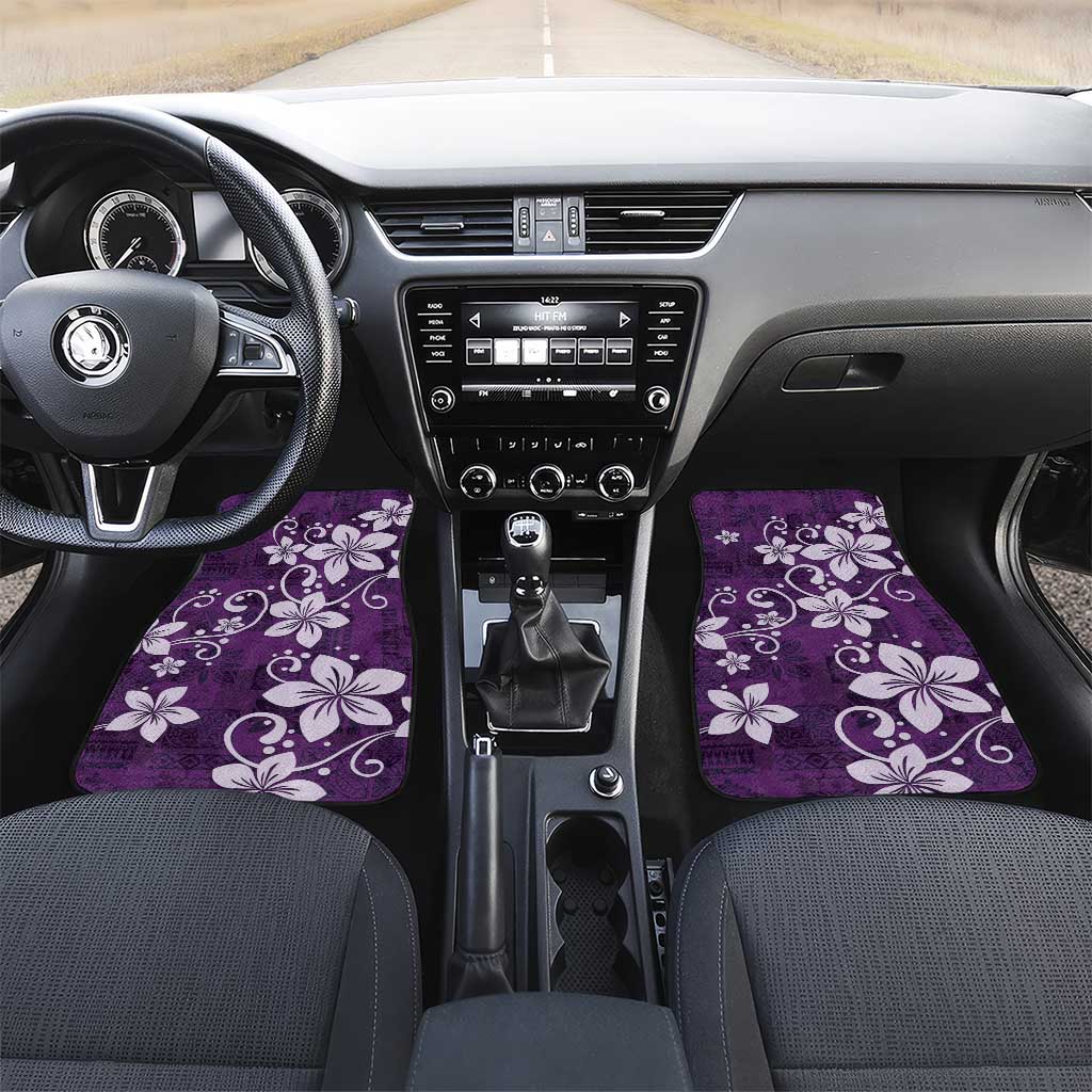 Plumeria Floral Tapa Pattern Amethyst Purple Car Mats LT01 Set 2pcs - Front Purple - Polynesian Pride