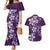 Plumeria Floral Tapa Pattern Amethyst Purple Couples Matching Mermaid Dress and Hawaiian Shirt