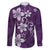 Plumeria Floral Tapa Pattern Amethyst Purple Family Matching Long Sleeve Bodycon Dress and Hawaiian Shirt