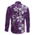 Plumeria Floral Tapa Pattern Amethyst Purple Family Matching Long Sleeve Bodycon Dress and Hawaiian Shirt