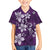 Plumeria Floral Tapa Pattern Amethyst Purple Family Matching Long Sleeve Bodycon Dress and Hawaiian Shirt