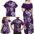 Plumeria Floral Tapa Pattern Amethyst Purple Family Matching Off Shoulder Maxi Dress and Hawaiian Shirt