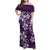 Plumeria Floral Tapa Pattern Amethyst Purple Family Matching Off Shoulder Maxi Dress and Hawaiian Shirt