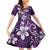 Plumeria Floral Tapa Pattern Amethyst Purple Family Matching Off Shoulder Short Dress and Hawaiian Shirt