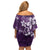 Plumeria Floral Tapa Pattern Amethyst Purple Family Matching Off Shoulder Short Dress and Hawaiian Shirt