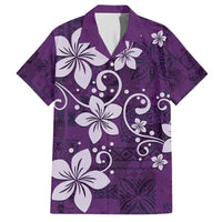 Plumeria Floral Tapa Pattern Amethyst Purple Family Matching Puletasi and Hawaiian Shirt LT01 Dad's Shirt - Short Sleeve Purple - Polynesian Pride