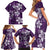 Plumeria Floral Tapa Pattern Amethyst Purple Family Matching Short Sleeve Bodycon Dress and Hawaiian Shirt