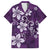 Plumeria Floral Tapa Pattern Amethyst Purple Family Matching Short Sleeve Bodycon Dress and Hawaiian Shirt