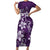 Plumeria Floral Tapa Pattern Amethyst Purple Family Matching Short Sleeve Bodycon Dress and Hawaiian Shirt