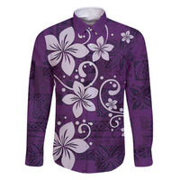 Plumeria Floral Tapa Pattern Amethyst Purple Family Matching Summer Maxi Dress and Hawaiian Shirt
