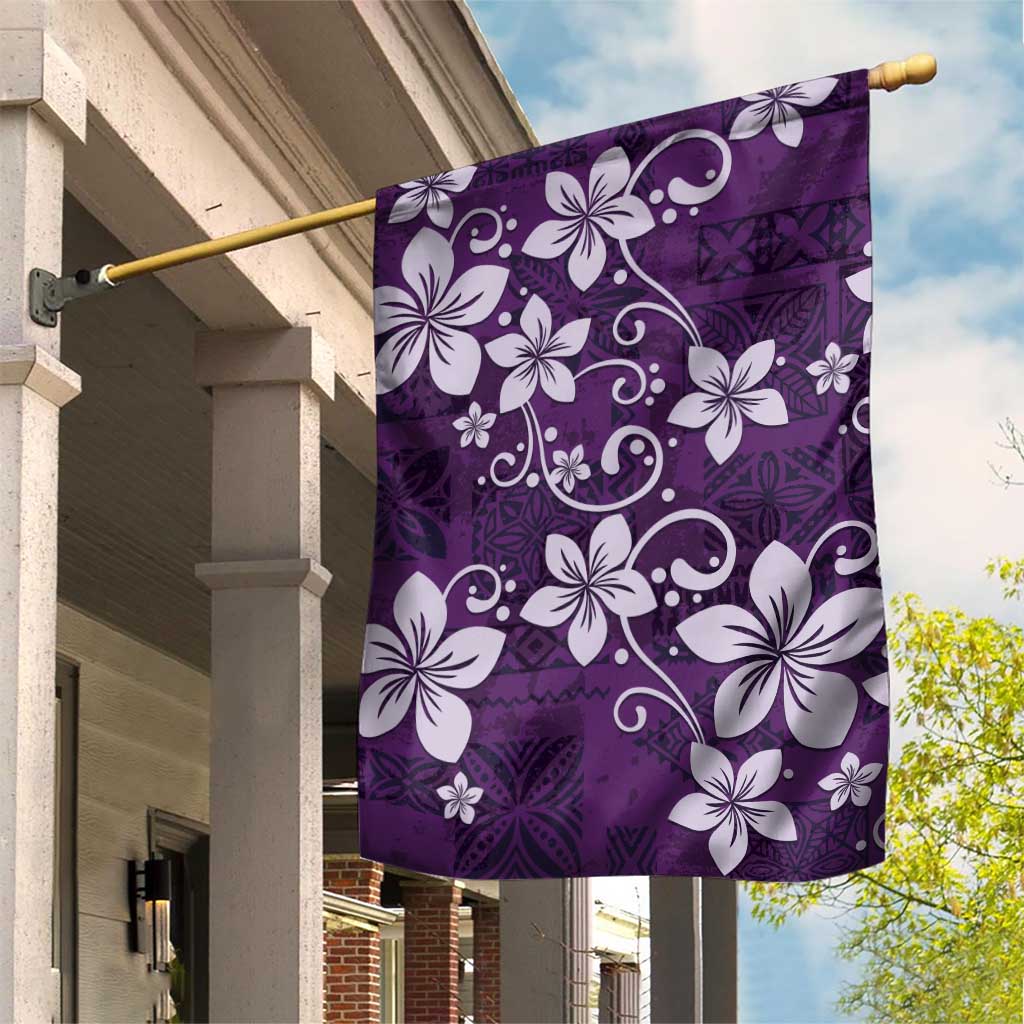 Plumeria Floral Tapa Pattern Amethyst Purple Garden Flag LT01 House Flag Purple - Polynesian Pride