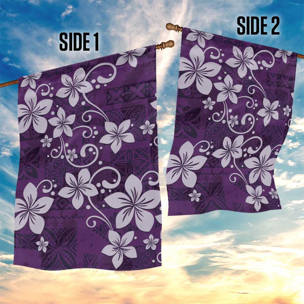 Plumeria Floral Tapa Pattern Amethyst Purple Garden Flag LT01 - Polynesian Pride