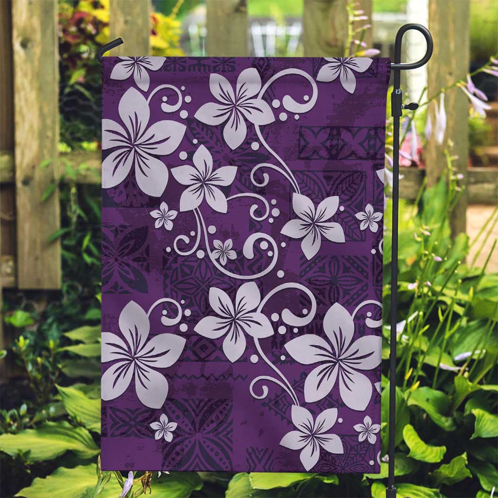 Plumeria Floral Tapa Pattern Amethyst Purple Garden Flag LT01 Garden Flag Purple - Polynesian Pride