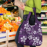 Plumeria Floral Tapa Pattern Amethyst Purple Grocery Bag LT01 - Polynesian Pride