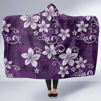 Plumeria Floral Tapa Pattern Amethyst Purple Hooded Blanket LT01 One Size Purple - Polynesian Pride