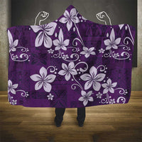 Plumeria Floral Tapa Pattern Amethyst Purple Hooded Blanket LT01 - Polynesian Pride