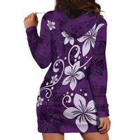 Plumeria Floral Tapa Pattern Amethyst Purple Hoodie Dress LT01 - Polynesian Pride