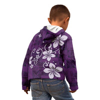 Plumeria Floral Tapa Pattern Amethyst Purple Kid Hoodie