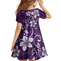 Plumeria Floral Tapa Pattern Amethyst Purple Kid Short Sleeve Dress