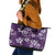 Plumeria Floral Tapa Pattern Amethyst Purple Leather Tote Bag