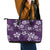 Plumeria Floral Tapa Pattern Amethyst Purple Leather Tote Bag