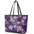 Plumeria Floral Tapa Pattern Amethyst Purple Leather Tote Bag