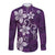 Plumeria Floral Tapa Pattern Amethyst Purple Long Sleeve Button Shirt