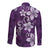 Plumeria Floral Tapa Pattern Amethyst Purple Long Sleeve Button Shirt