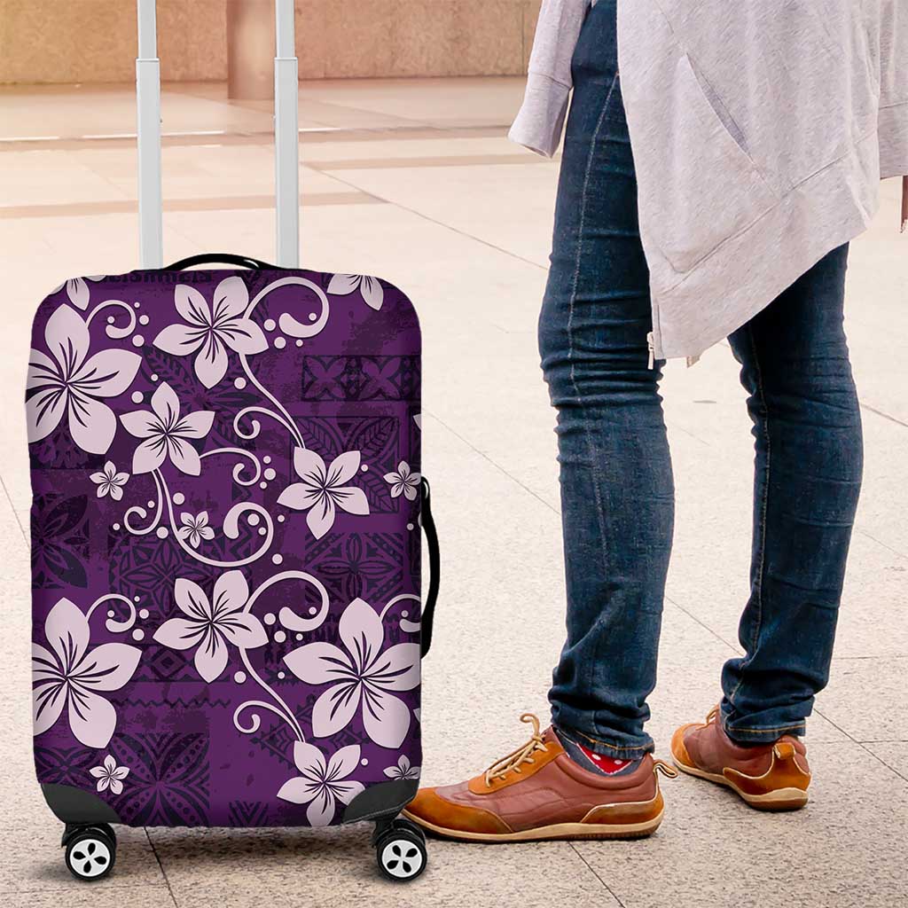 Plumeria Floral Tapa Pattern Amethyst Purple Luggage Cover