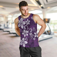 Plumeria Floral Tapa Pattern Amethyst Purple Men Tank Top LT01 Purple - Polynesian Pride