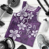 Plumeria Floral Tapa Pattern Amethyst Purple Men Tank Top LT01 - Polynesian Pride