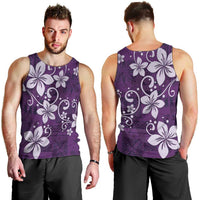Plumeria Floral Tapa Pattern Amethyst Purple Men Tank Top LT01 - Polynesian Pride