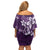 Plumeria Floral Tapa Pattern Amethyst Purple Off Shoulder Short Dress