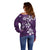 Plumeria Floral Tapa Pattern Amethyst Purple Off Shoulder Sweater