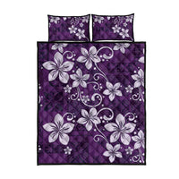 Plumeria Floral Tapa Pattern Amethyst Purple Quilt Bed Set LT01 - Polynesian Pride