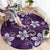 Plumeria Floral Tapa Pattern Amethyst Purple Round Carpet