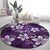 Plumeria Floral Tapa Pattern Amethyst Purple Round Carpet