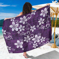 Plumeria Floral Tapa Pattern Amethyst Purple Sarong