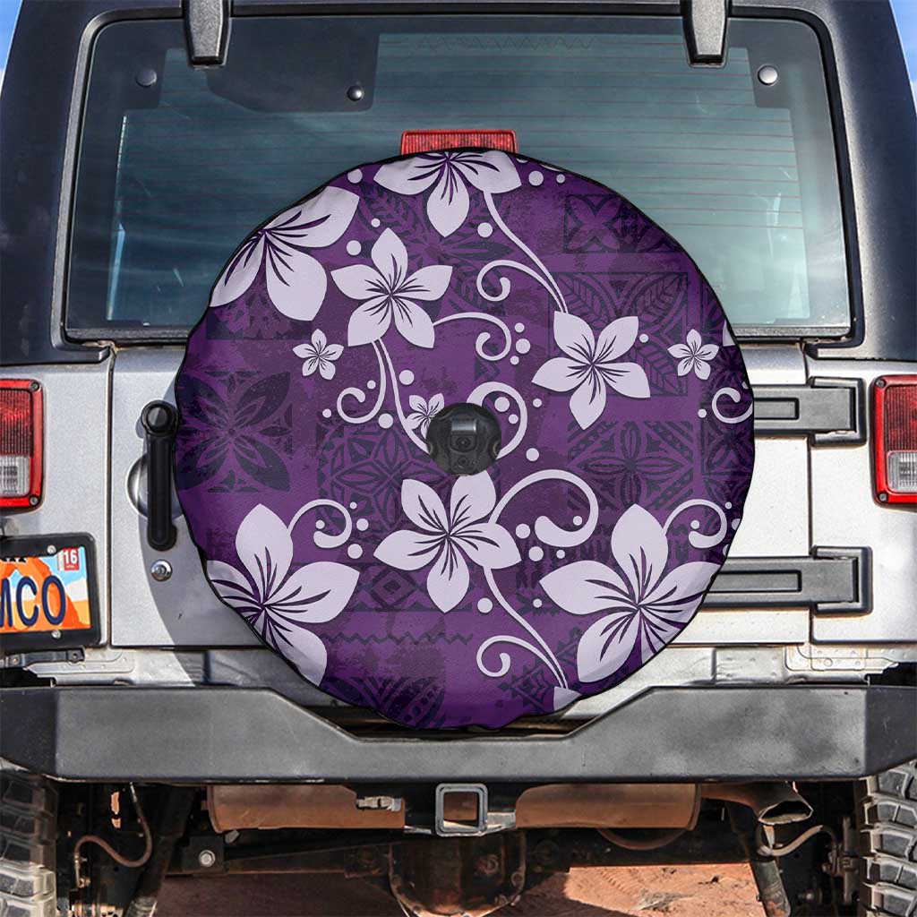 Plumeria Floral Tapa Pattern Amethyst Purple Spare Tire Cover