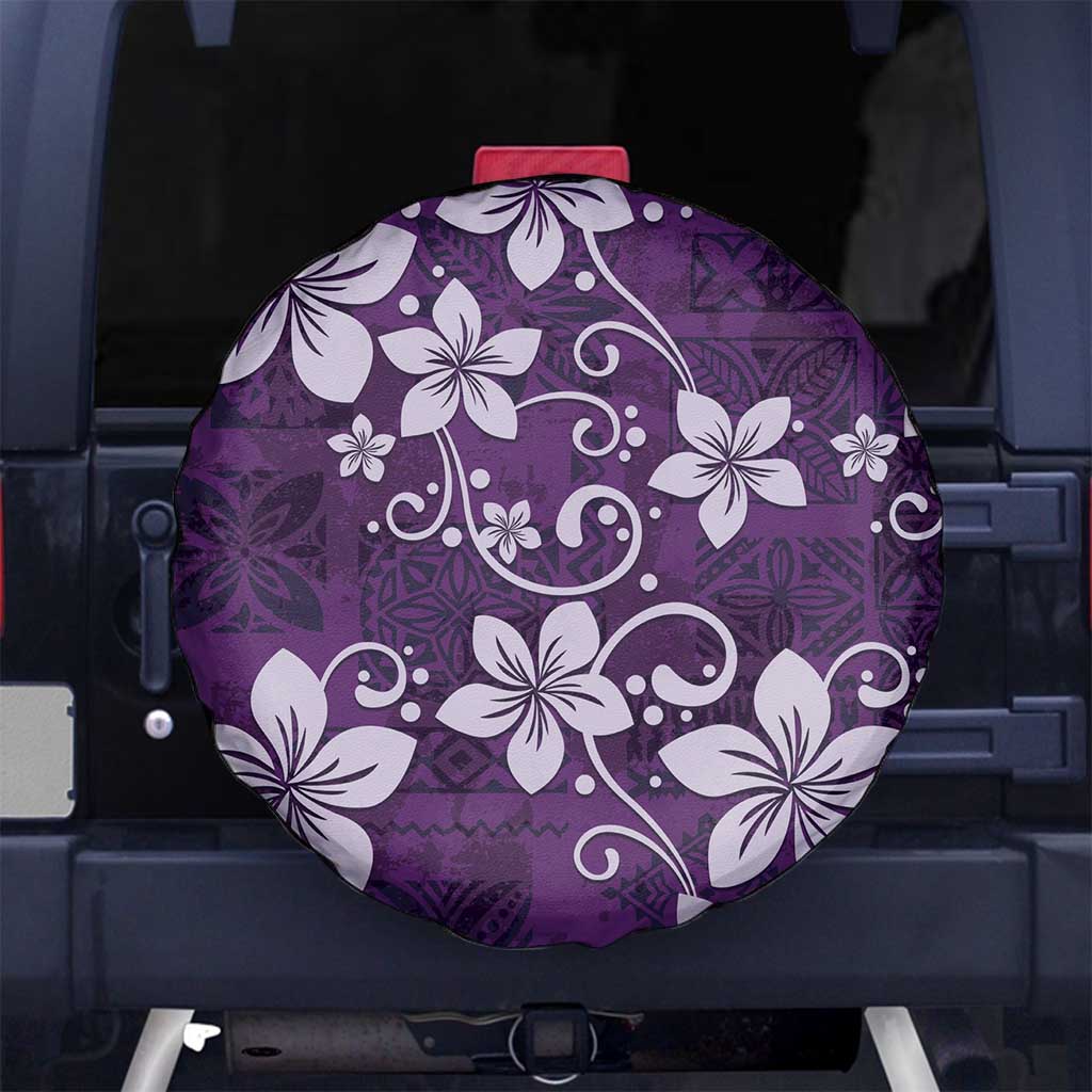 Plumeria Floral Tapa Pattern Amethyst Purple Spare Tire Cover LT01 - Polynesian Pride