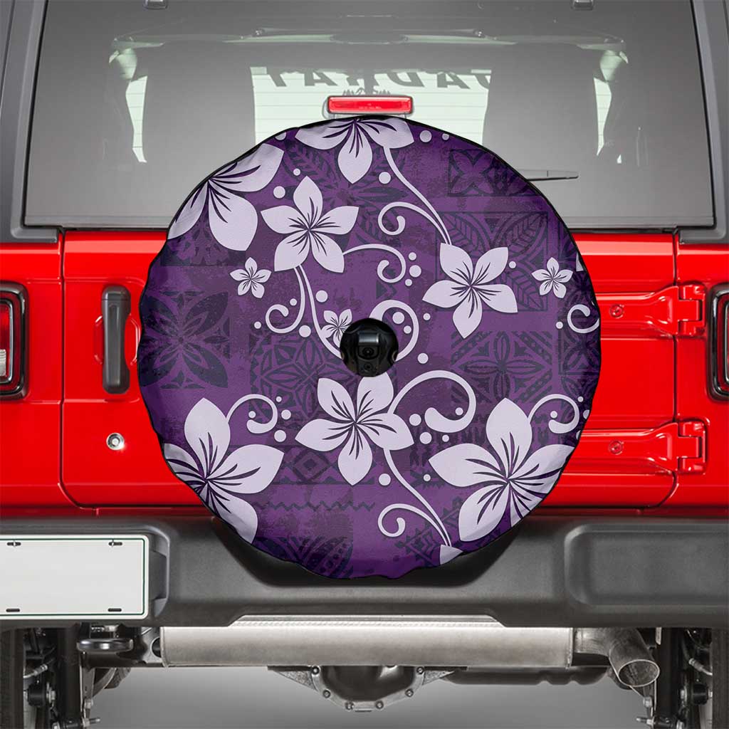 Plumeria Floral Tapa Pattern Amethyst Purple Spare Tire Cover LT01 - Polynesian Pride