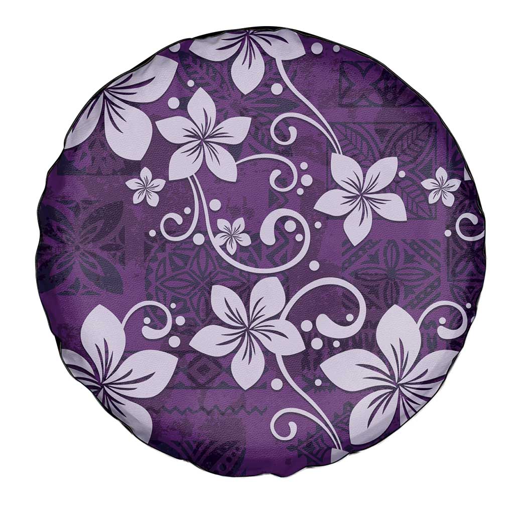 Plumeria Floral Tapa Pattern Amethyst Purple Spare Tire Cover LT01 - Polynesian Pride