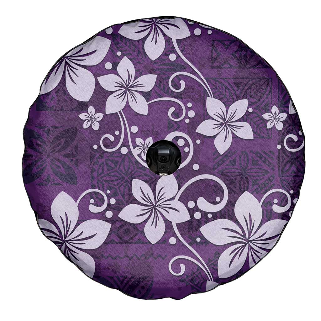 Plumeria Floral Tapa Pattern Amethyst Purple Spare Tire Cover LT01 - Polynesian Pride