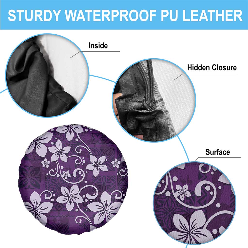 Plumeria Floral Tapa Pattern Amethyst Purple Spare Tire Cover LT01 - Polynesian Pride