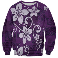 Plumeria Floral Tapa Pattern Amethyst Purple Sweatshirt LT01 Unisex Purple - Polynesian Pride