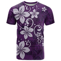 Plumeria Floral Tapa Pattern Amethyst Purple T Shirt LT01 Purple - Polynesian Pride