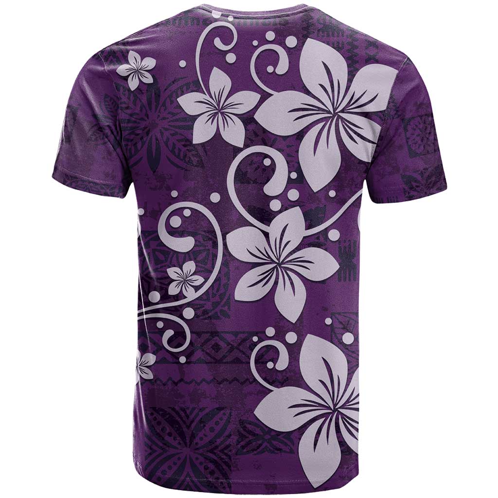 Plumeria Floral Tapa Pattern Amethyst Purple T Shirt LT01 - Polynesian Pride